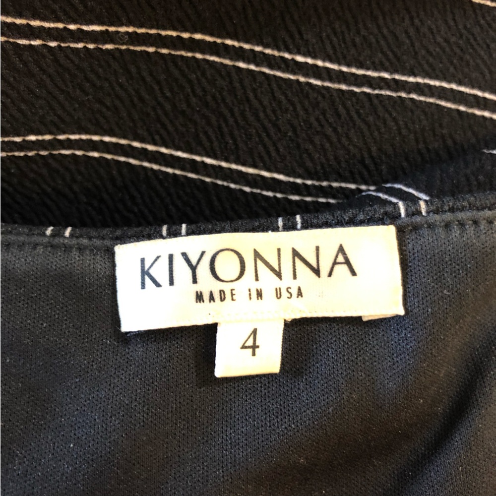 Kiyonna Harmony faux wrap dress black white stripes 4X plus size - Picture 8 of 12
